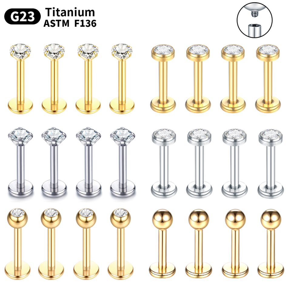 Body Jewelry Internally Threaded - 10 buah G23 cincin bibir Labret