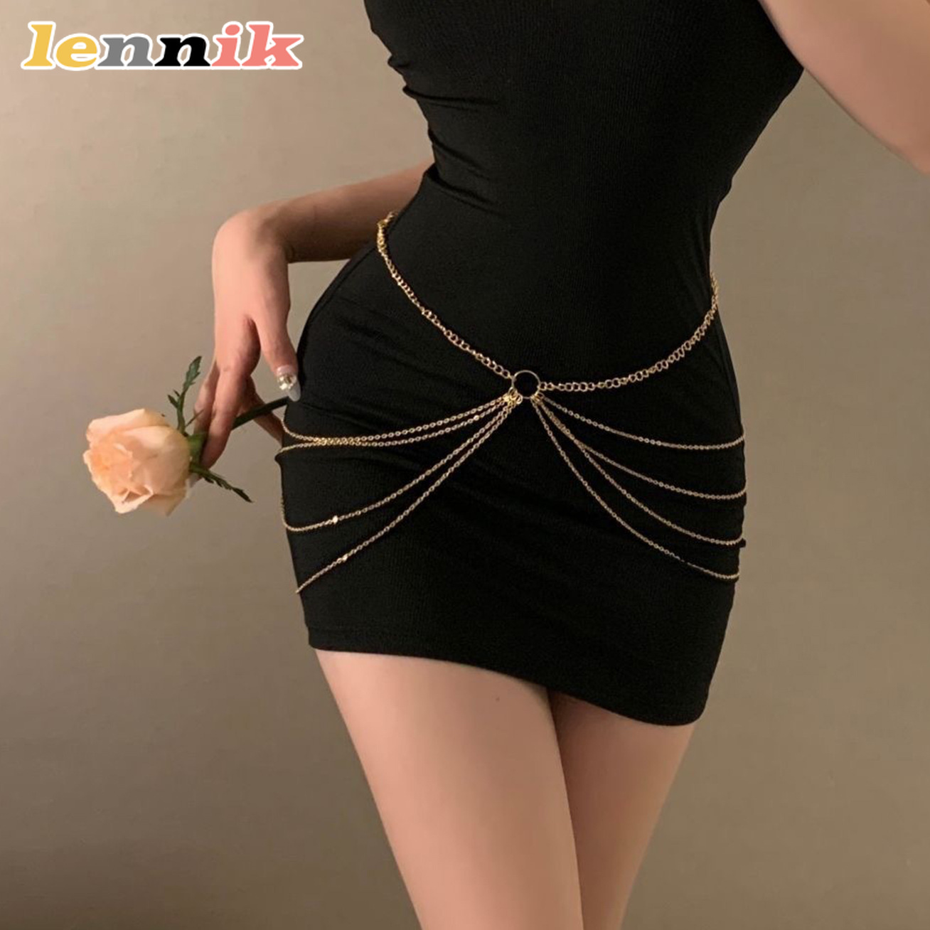 Body Jewelry For Sale - LENNIK Rantai Pinggang Multi-Lapisan Logam Rumbai,