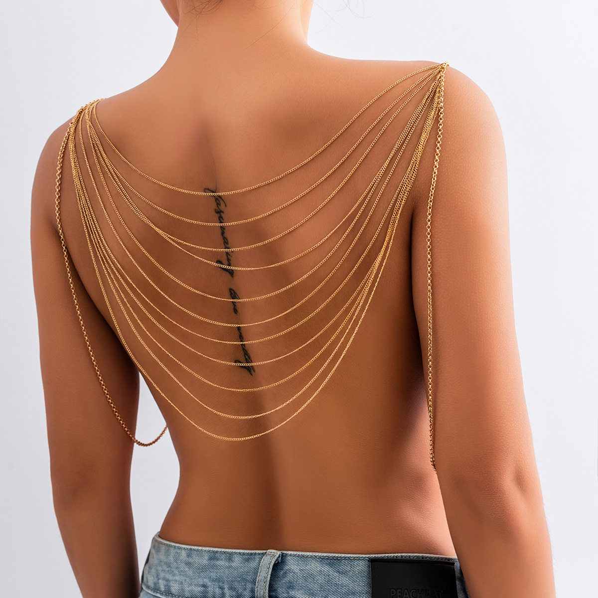 Body Jewelry Harness - Rantai tubuh rumbai Multi lapis klasik