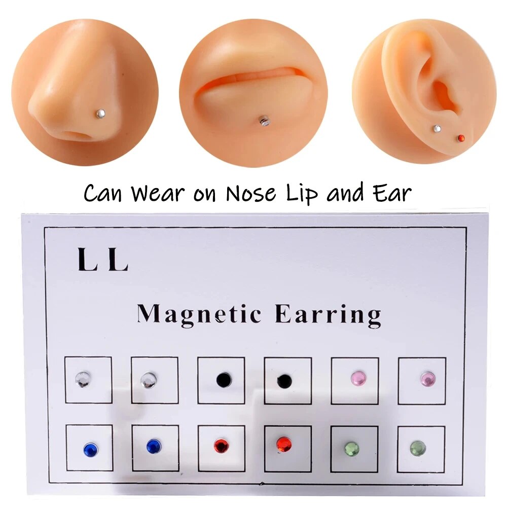 Body Jewelry Earrings - 12 buah/kartu palsu penipu Magnet tidak