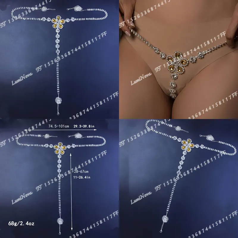Yellow Body Jewelry - Rantai Tubuh Berhias Batu Kristal Motif