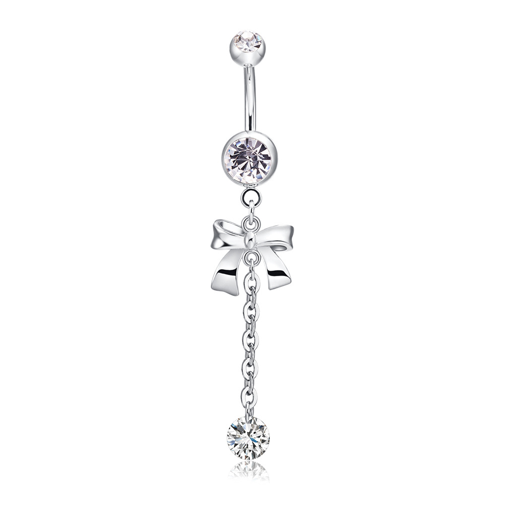Body Jewelry Internally Threaded - 925 Perak Sterling Cincin Perut Berlian