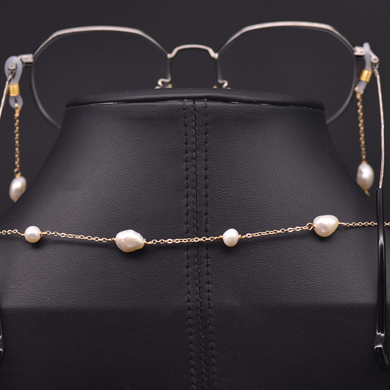 Body Jewelry Necklace - GLSEEVO Liontin Kalung Rantai Kacamata Mutiara