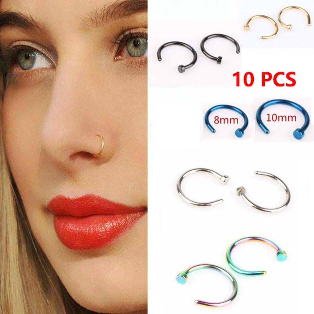Body Jewelry Earrings - 10 Pcs Anting-anting Stud Bentuk C
