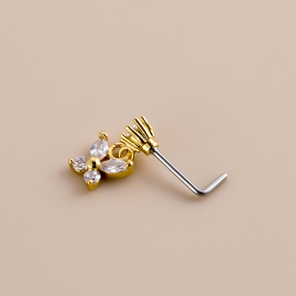 Body Jewelry Goth - Anting Hidung Stainless Steel Kristal Zirkon