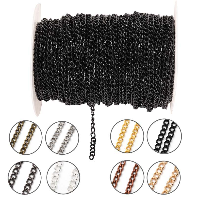 Body Jewelry Necklace - 2Meter 2.5/3.5/4.5mm Rantai Logam Pipih Oval