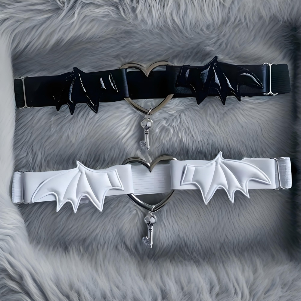 Body Jewelry Goth - Garter Rantai Kaki Sayap Hati Hitam