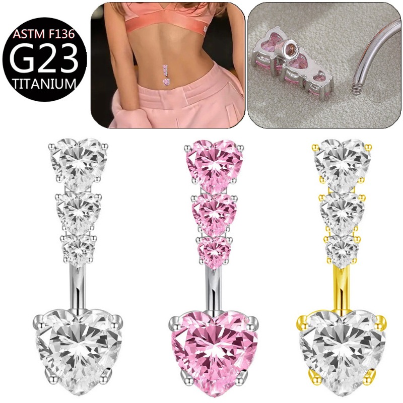 Body Jewelry Titanium - Cincin Pusar Mewah Berkilau Gaya Eropa