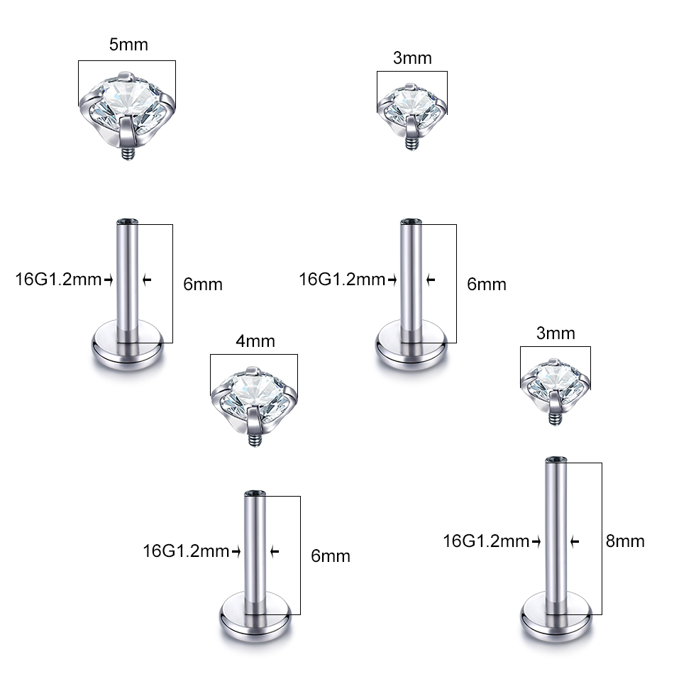 10 buah G23 cincin bibir Labre - Body Jewelry Internally Threaded ulasan dan harga