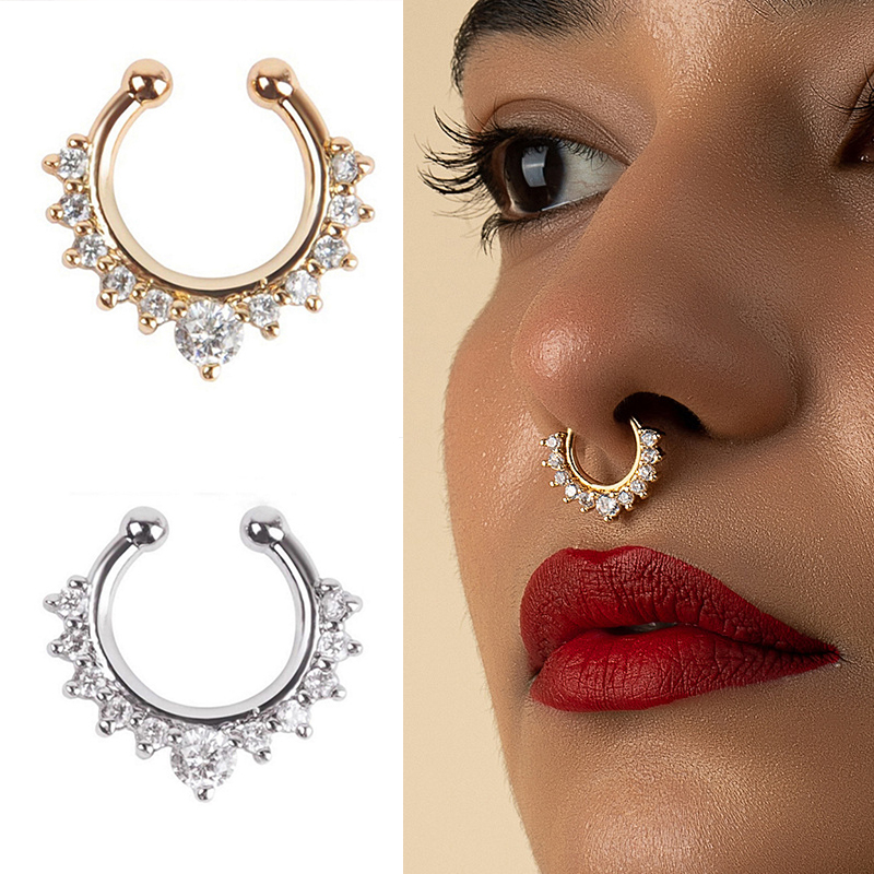 Klip hidung palsu bentuk U unt - Body Jewelry Earrings ulasan dan harga