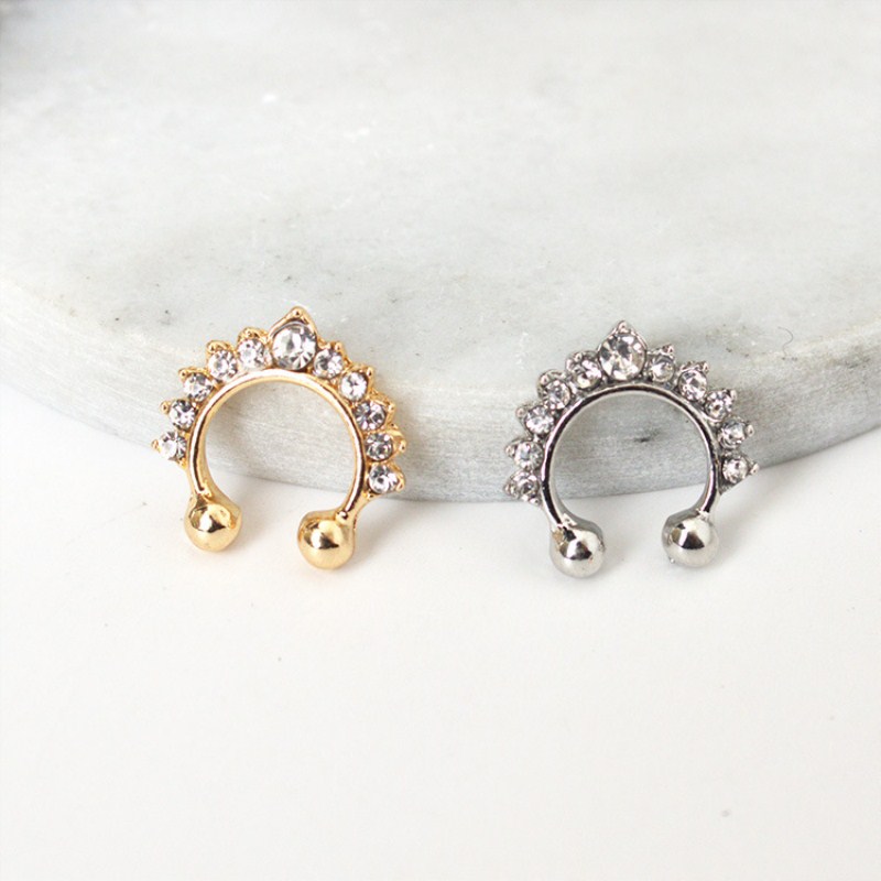 Klip hidung palsu bentuk U unt - Body Jewelry Earrings ulasan dan harga