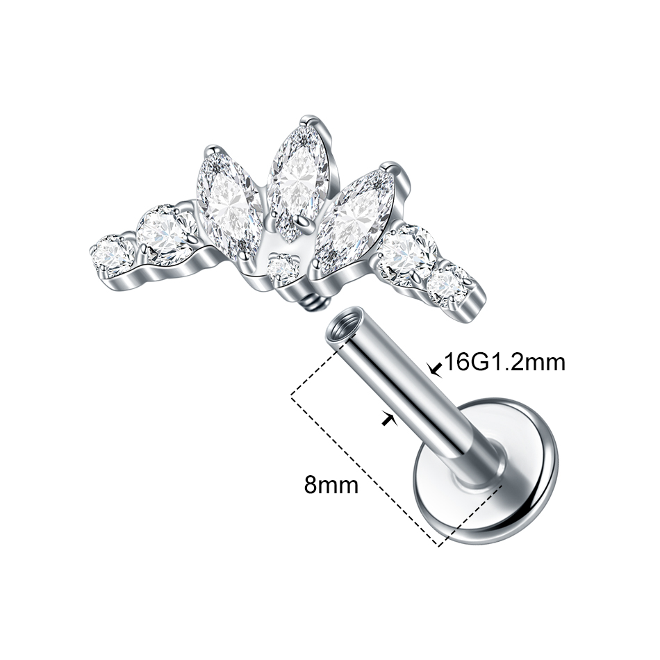1 Buah Anting Stud Titanium Zi - Body Jewelry Internally Threaded ulasan dan harga
