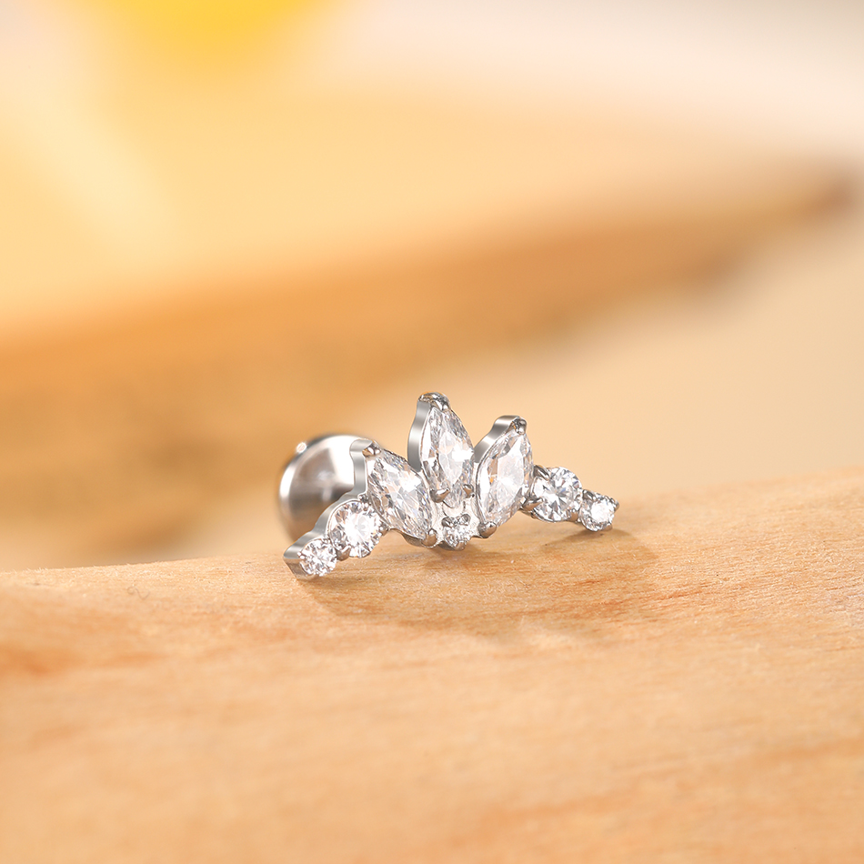 1 Buah Anting Stud Titanium Zi - Body Jewelry Internally Threaded ulasan dan harga