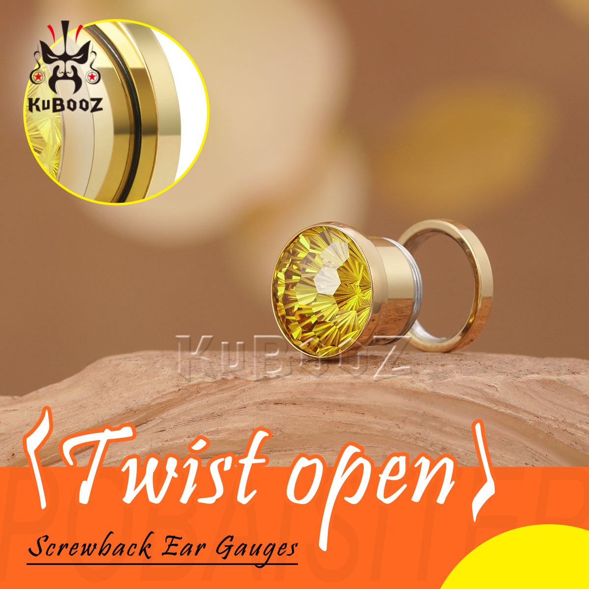 2PCS Penyangga Telinga Kristal - Yellow Body Jewelry ulasan dan harga