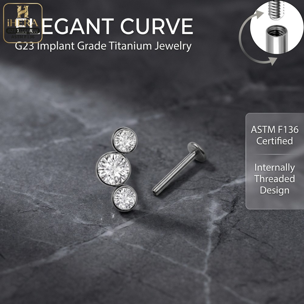 Perhiasan Tindik Labret Titani - Body Jewelry Internally Threaded ulasan dan harga