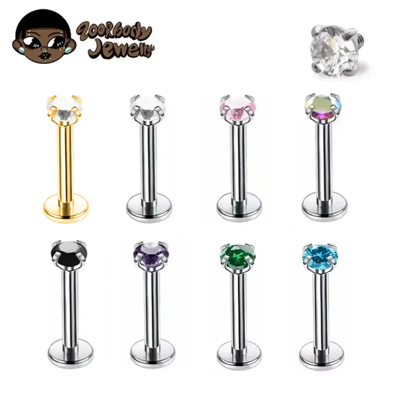 1 buah G23 tindik Titanium CZ  - Body Jewelry Internally Threaded ulasan dan harga
