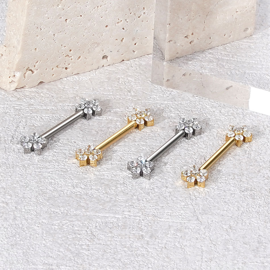 1Pc Titanium Flower Nipple Pie - Body Jewelry Internally Threaded ulasan dan harga