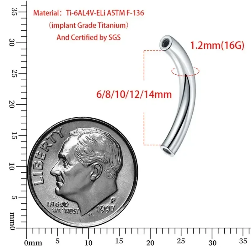 10 buah/lot ASTM F136 Titanium - Body Jewelry Internally Threaded ulasan dan harga