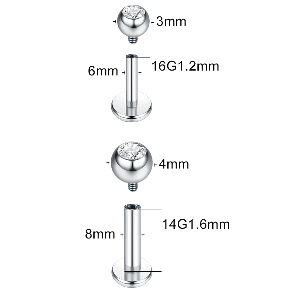 G23 cincin bibir tindik Labret - Body Jewelry Internally Threaded ulasan dan harga