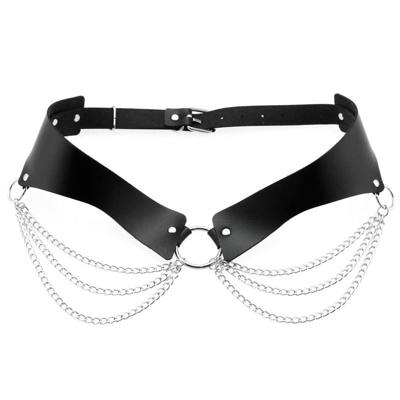 Sabuk Rantai Kulit PU Goth Rok - Body Jewelry Goth ulasan dan harga