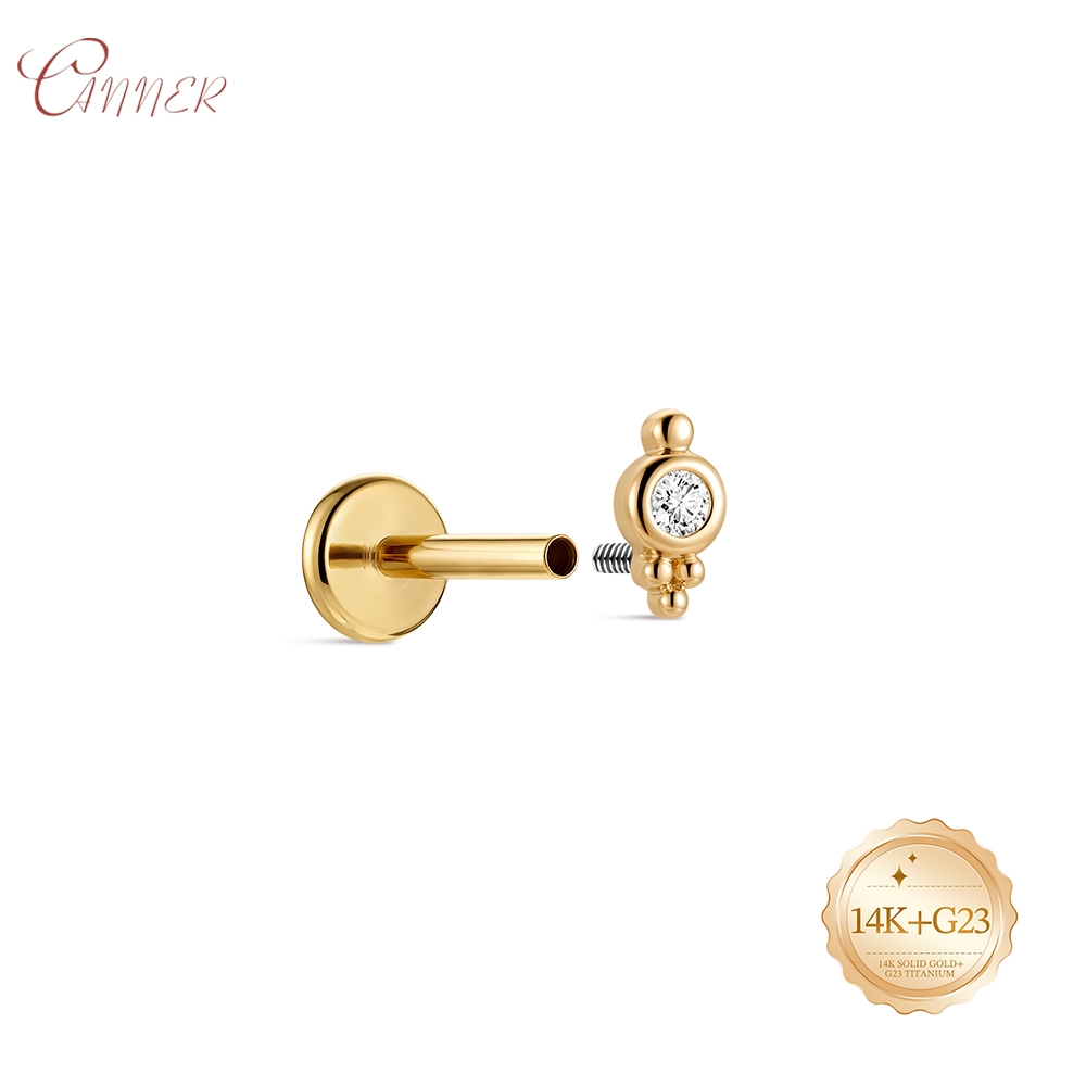 CANNER 14K Emas Asli Ulir Dala - Body Jewelry Internally Threaded ulasan dan harga